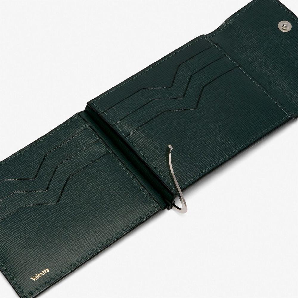 Valextra Portafoglio Compatto In Pelle Verde Con Ferma Soldi | Valextra