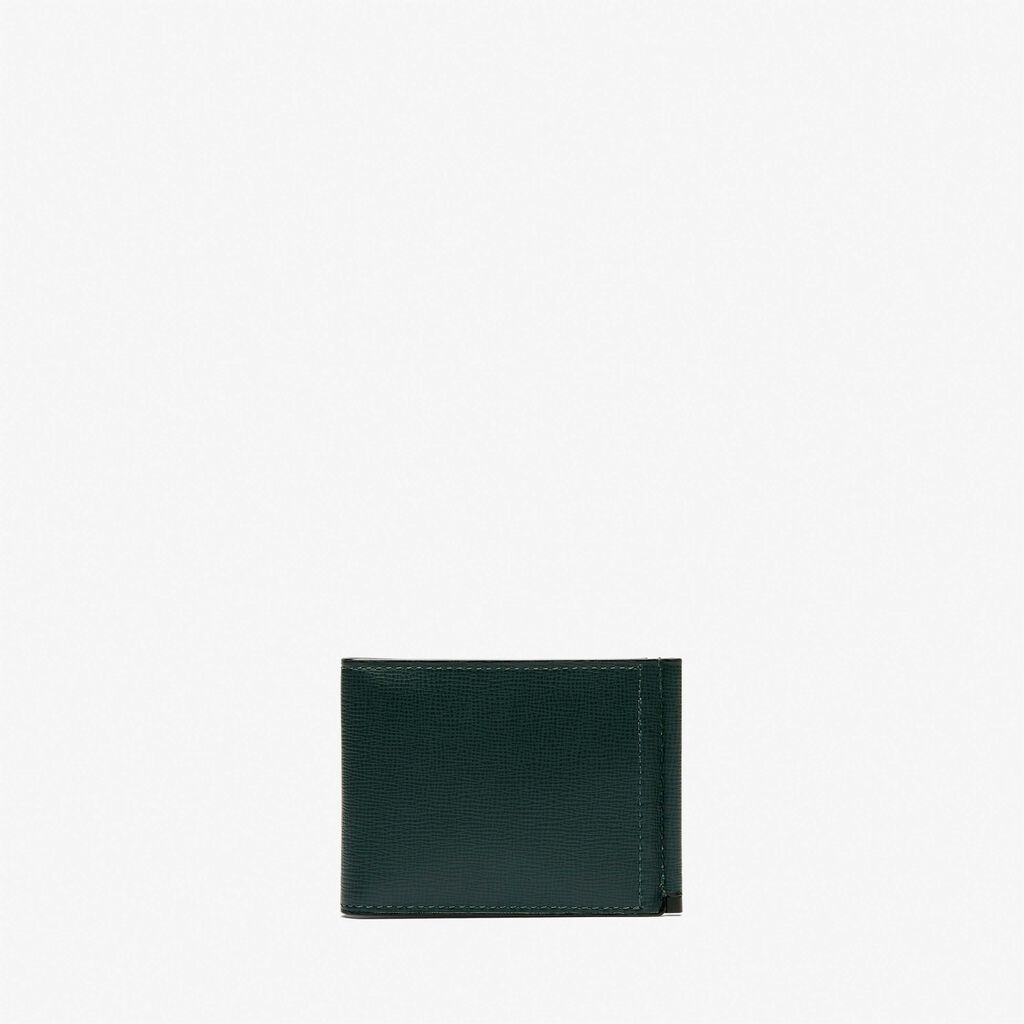 Valextra Portafoglio Compatto In Pelle Verde Con Ferma Soldi | Valextra