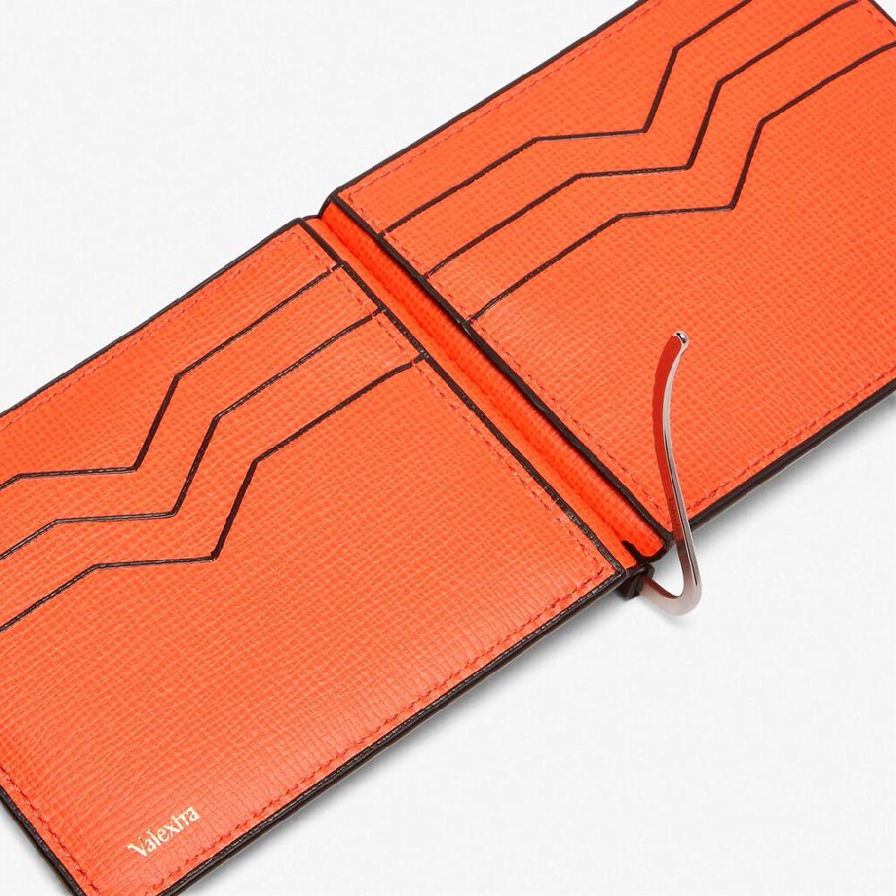 Valextra Portafoglio Con Fermasoldi E Portacarte In Pelle Arancione | Valextra