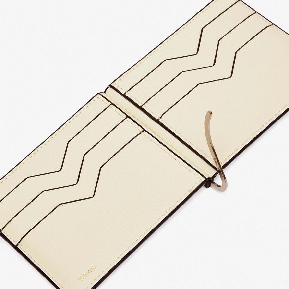 Valextra Portafoglio Con Fermasoldi E Portacarte In Pelle Bianca | Valextra