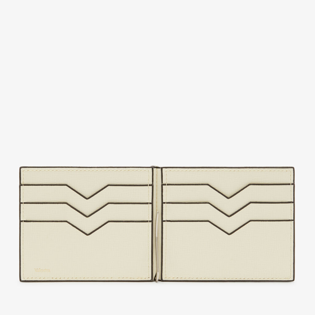 Valextra Portafoglio Con Fermasoldi E Portacarte In Pelle Bianca | Valextra