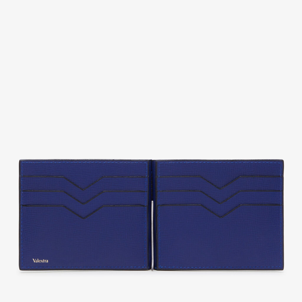 Valextra Portafoglio Con Fermasoldi E Portacarte In Pelle Blu | Valextra Milano