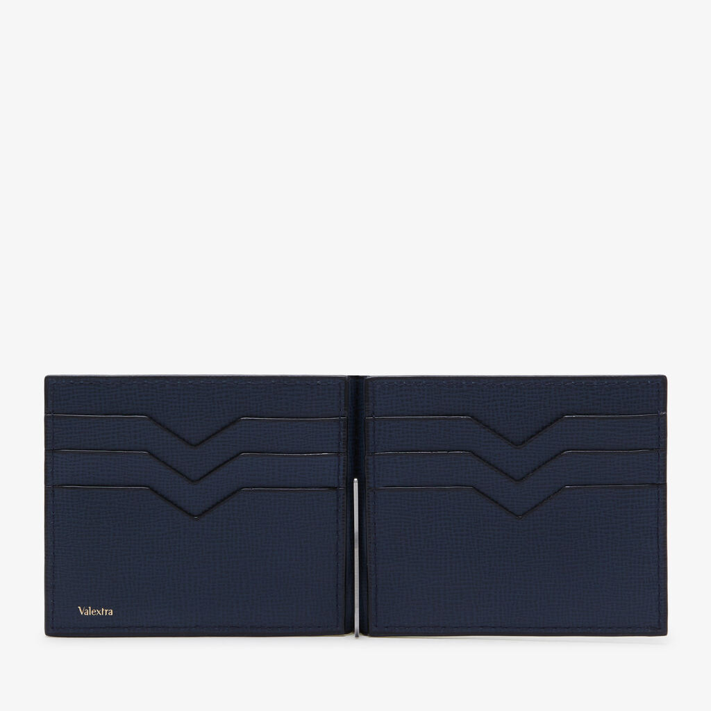 Valextra Portafoglio Con Fermasoldi E Portacarte In Pelle Blu | Valextra