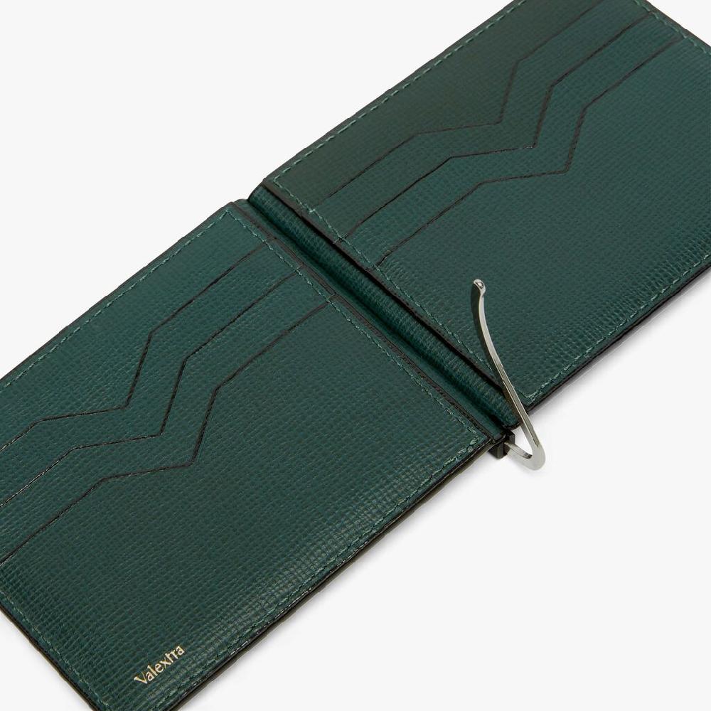 Valextra Portafoglio Con Fermasoldi E Portacarte In Pelle Verde | Valextra
