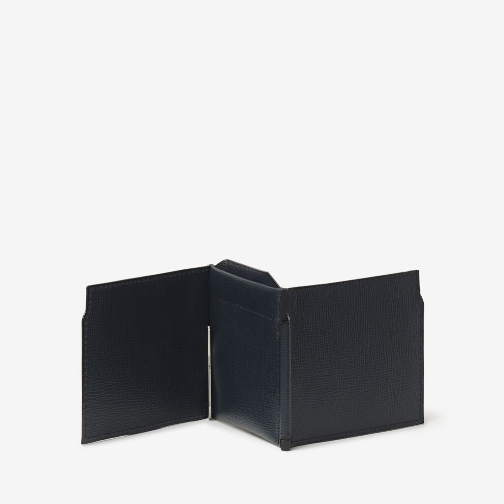 Valextra Portafoglio Con Fermasoldi E Portamonete In Pelle Blu | Valextra