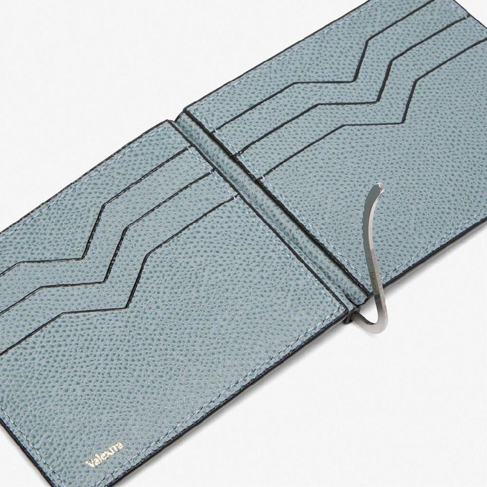 Valextra Portafoglio Con Fermasoldi In Pelle Azzurra Cerulea | Valextra Milano