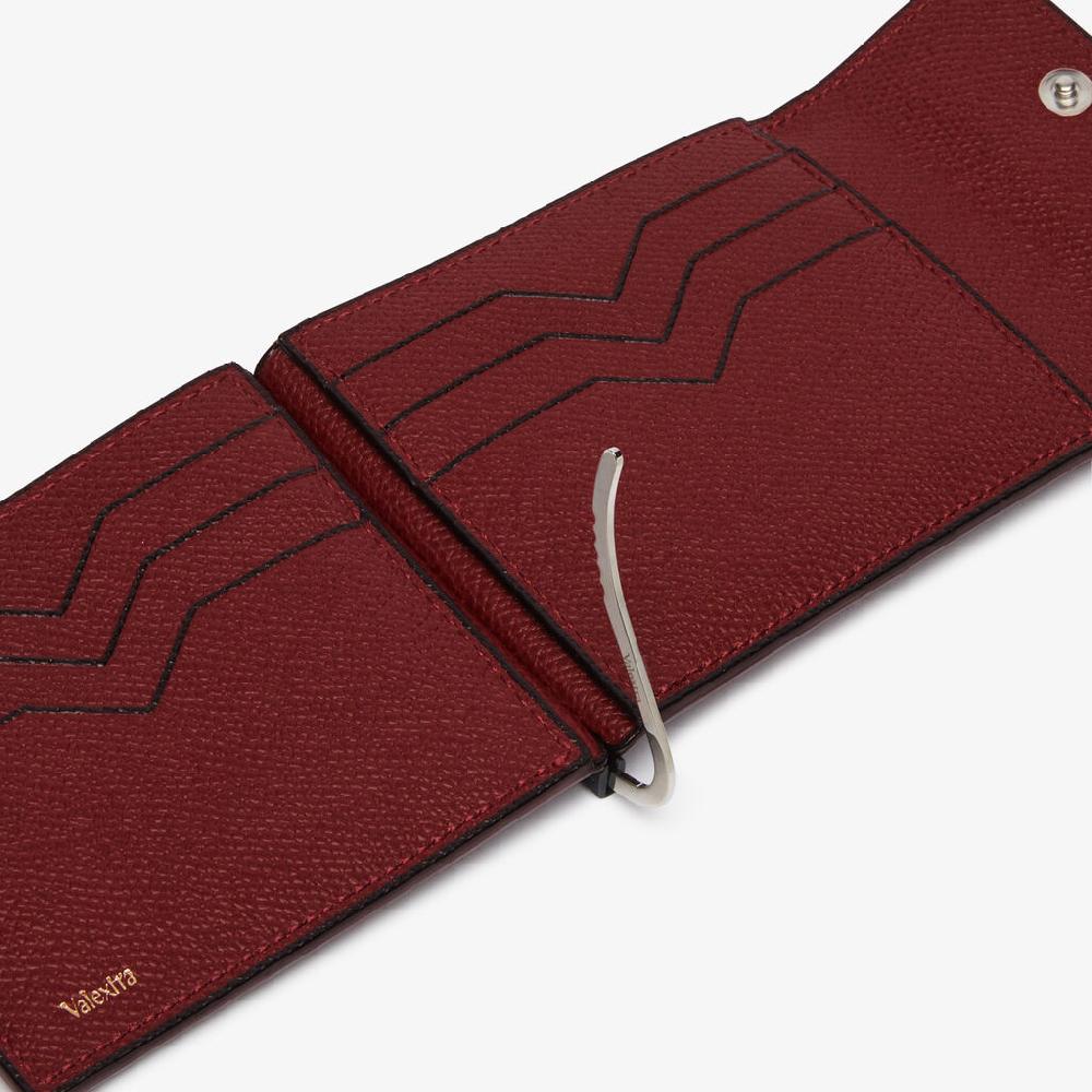 Valextra Portafoglio Con Fermasoldi In Pelle Bordeaux | Valextra