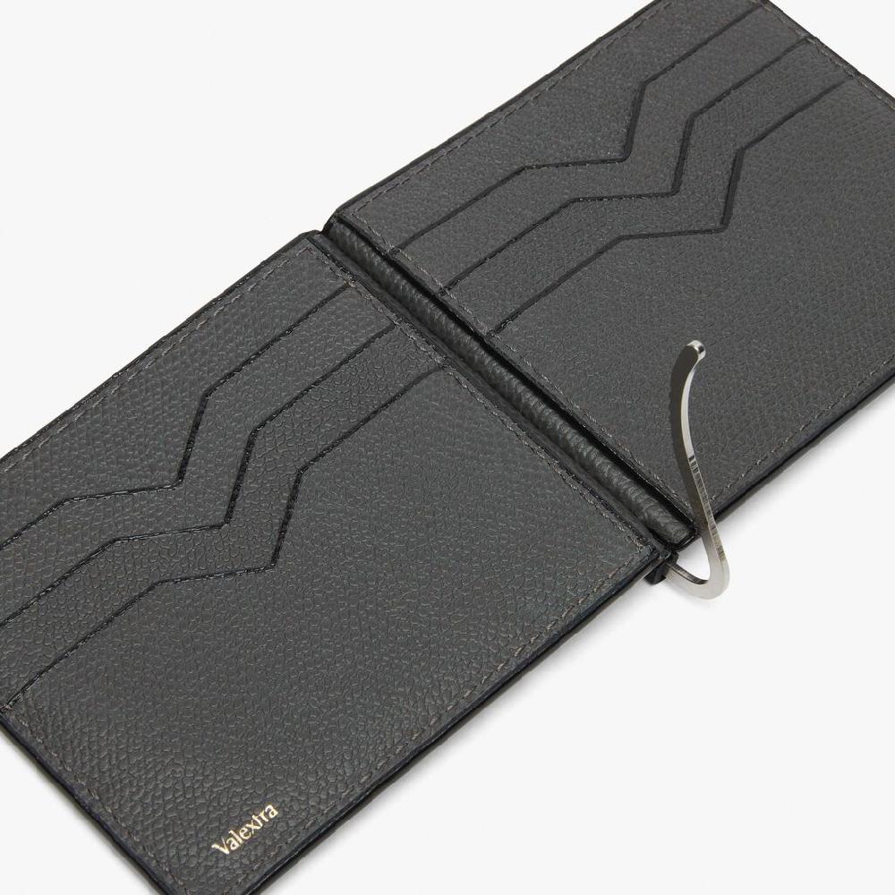 Valextra Portafoglio Con Fermasoldi In Pelle Grigia | Valextra
