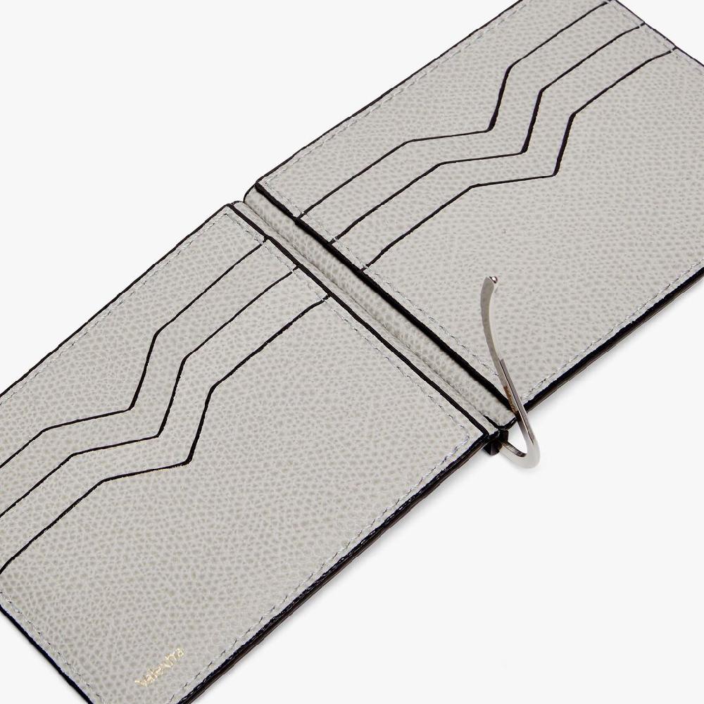 Valextra Portafoglio Con Fermasoldi In Pelle Grigio Chiaro | Valextra