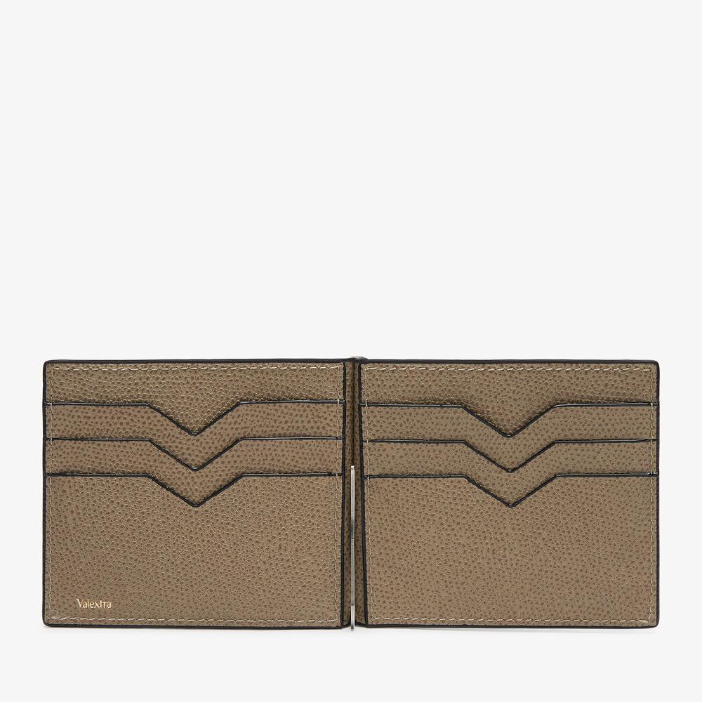 Valextra Portafoglio Con Fermasoldi In Pelle Marrone | Valextra