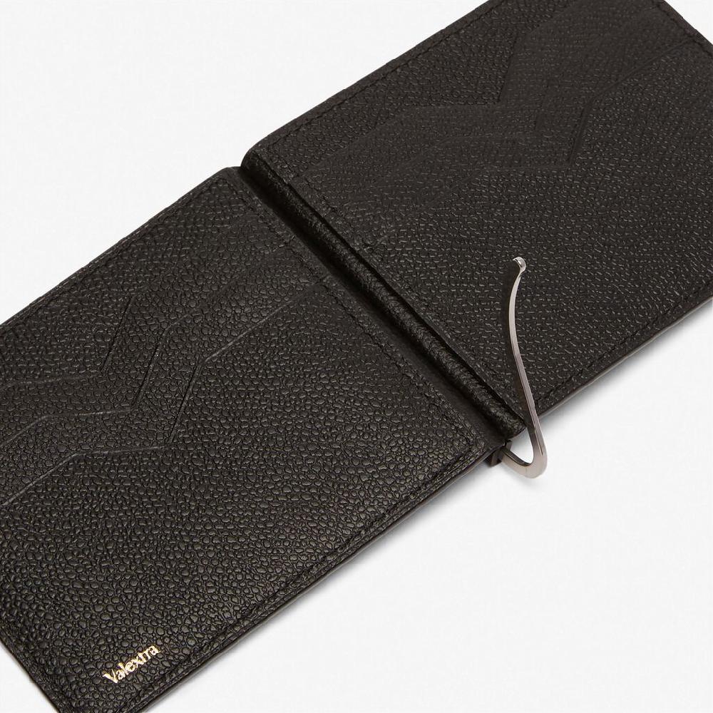 Valextra Portafoglio Con Fermasoldi In Pelle Nera | Piccola Pelletteria Valextra