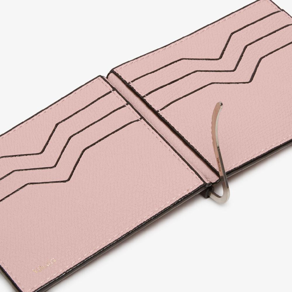 Valextra Portafoglio Con Fermasoldi In Pelle Rosa | Valextra Simple Grip