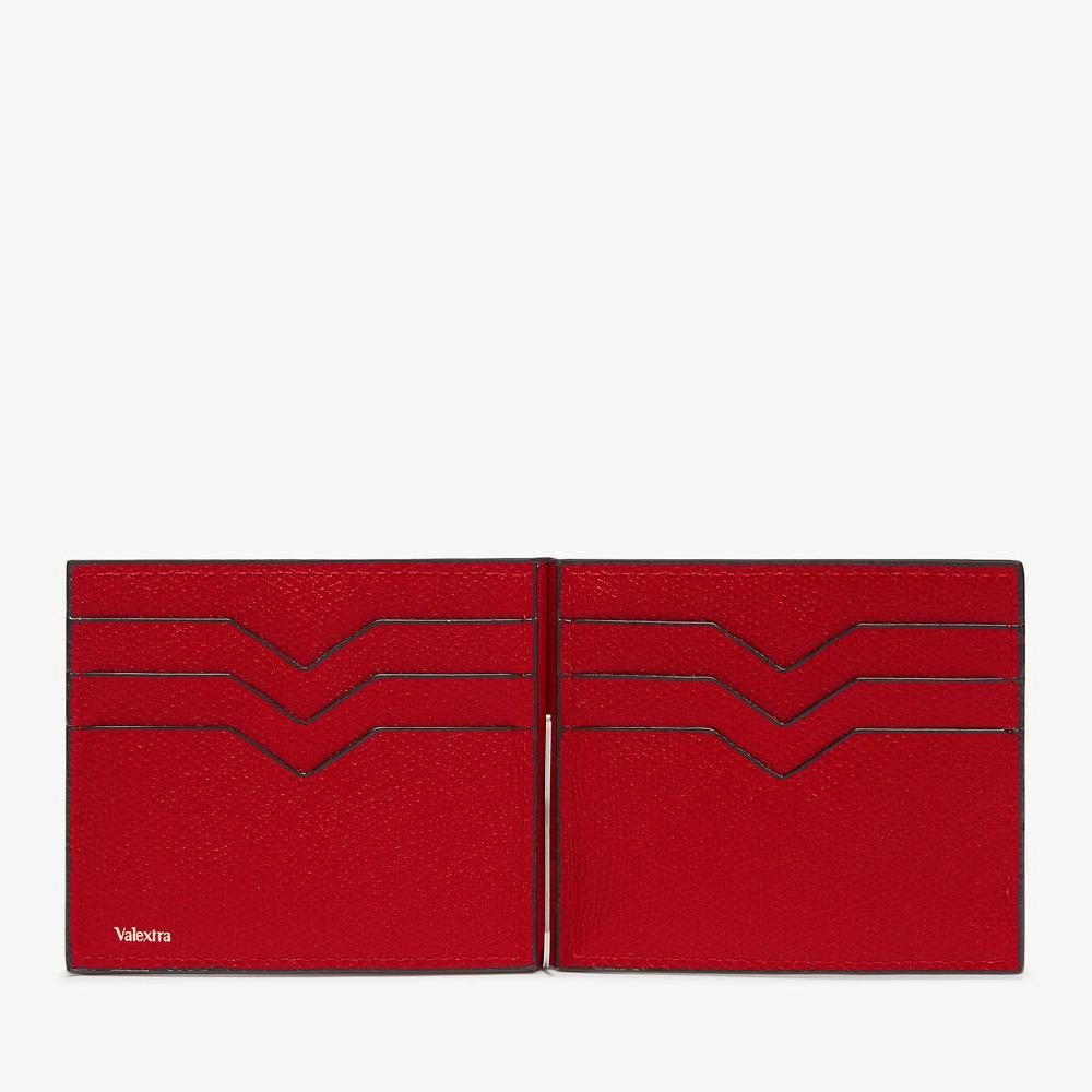 Valextra Portafoglio Con Fermasoldi In Pelle Rossa | Valextra