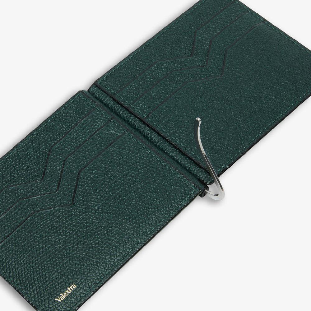 Valextra Portafoglio Con Fermasoldi In Pelle Verde | Valextra