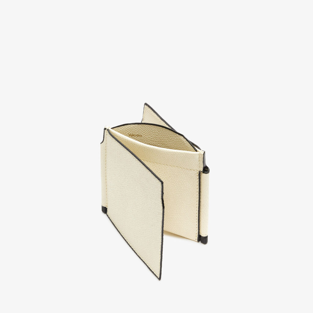 Valextra Portafoglio Con Fermasoldi Trifold In Pelle Bianca | Valextra