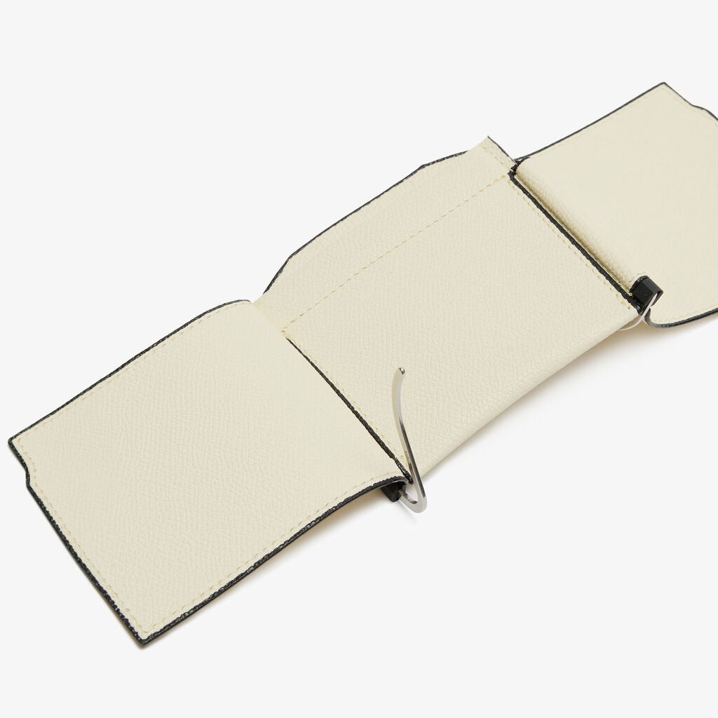 Valextra Portafoglio Con Fermasoldi Trifold In Pelle Bianca | Valextra