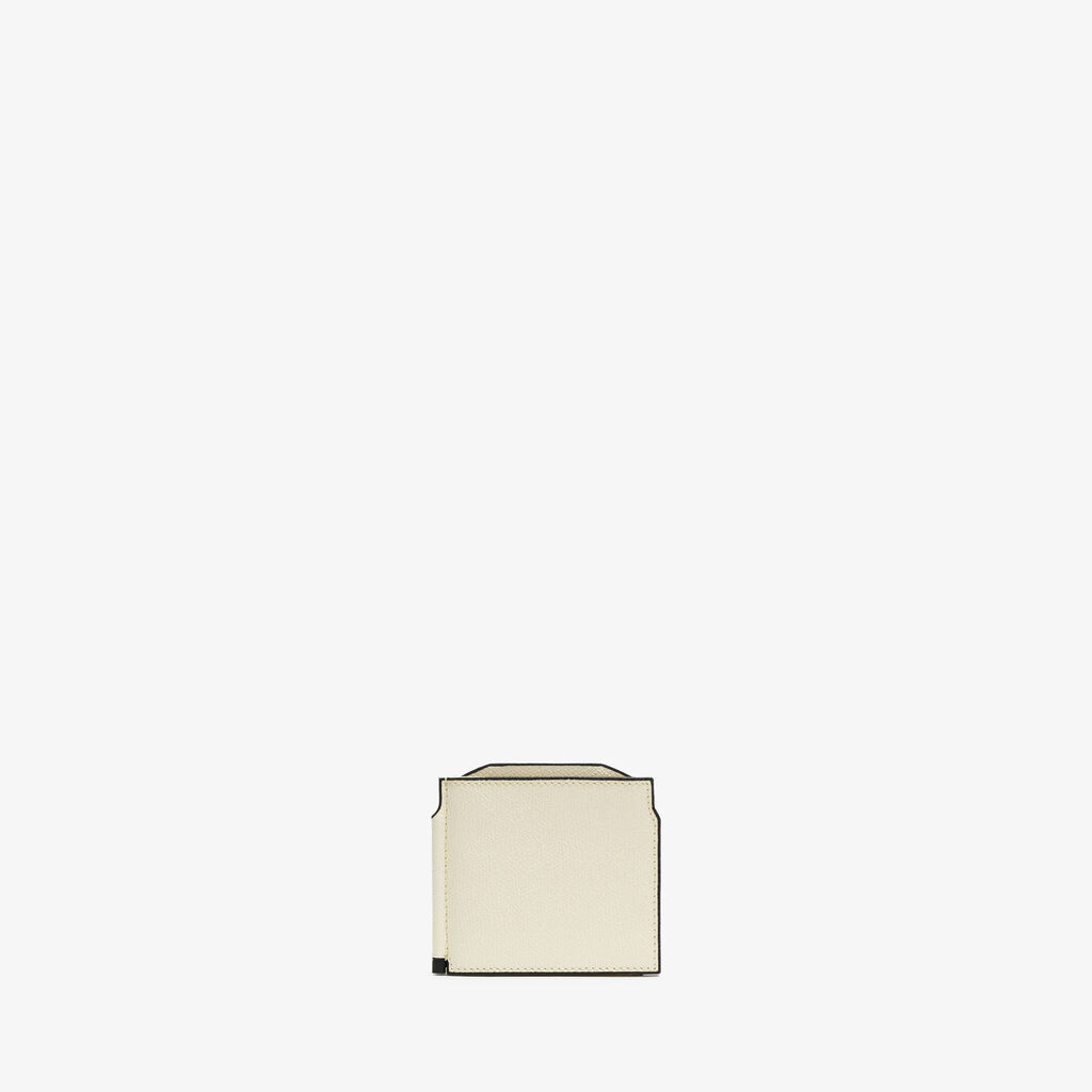 Valextra Portafoglio Con Fermasoldi Trifold In Pelle Bianca | Valextra