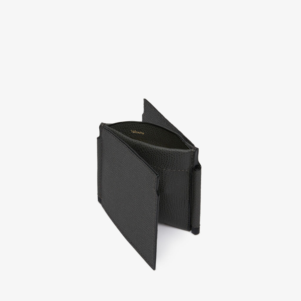 Valextra Portafoglio Con Fermasoldi Trifold In Pelle Grigia | Valextra