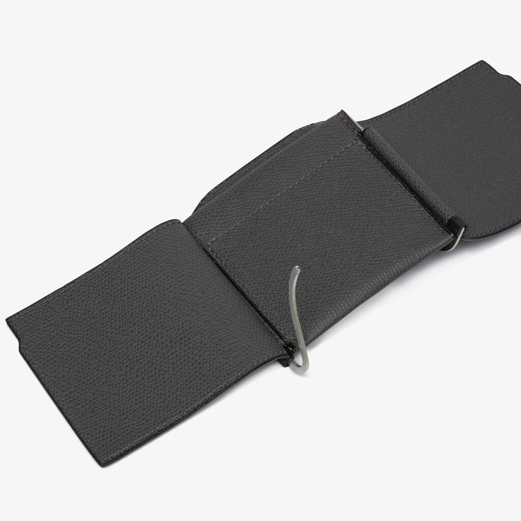 Valextra Portafoglio Con Fermasoldi Trifold In Pelle Grigia | Valextra