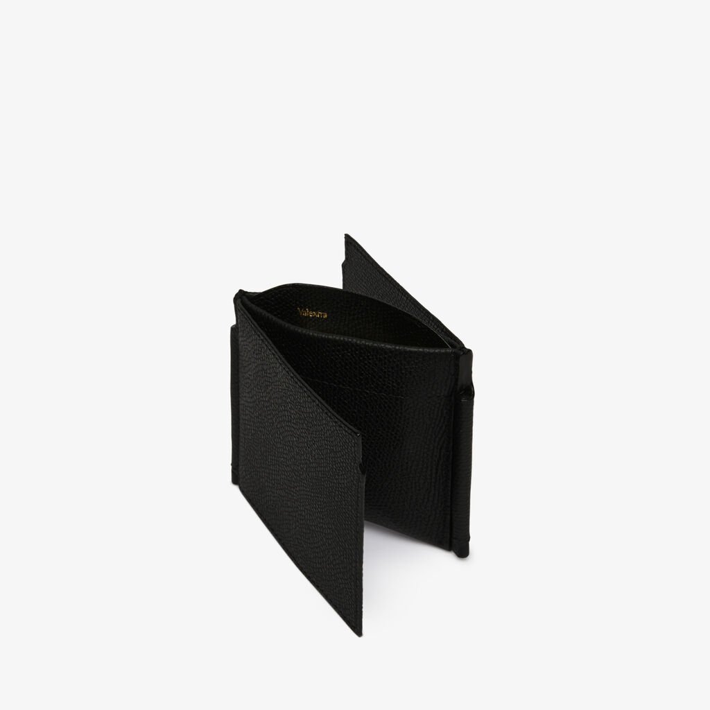 Valextra Portafoglio Con Fermasoldi Trifold In Pelle Nera | Valextra