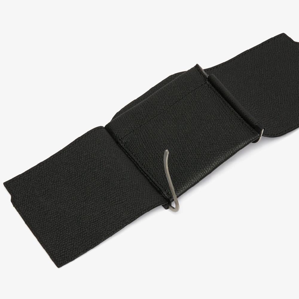 Valextra Portafoglio Con Fermasoldi Trifold In Pelle Nera | Valextra