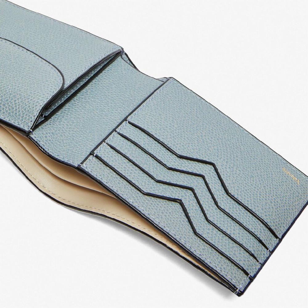 Valextra Portafoglio Con Portacarte In Pelle Azzurra Cerulea | Valextra