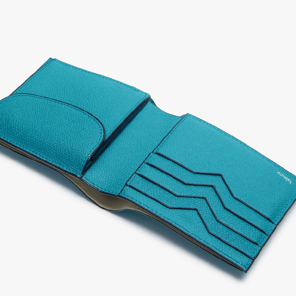 Valextra Portafoglio Con Portamonete Di Lusso In Pelle Blu | Valextra