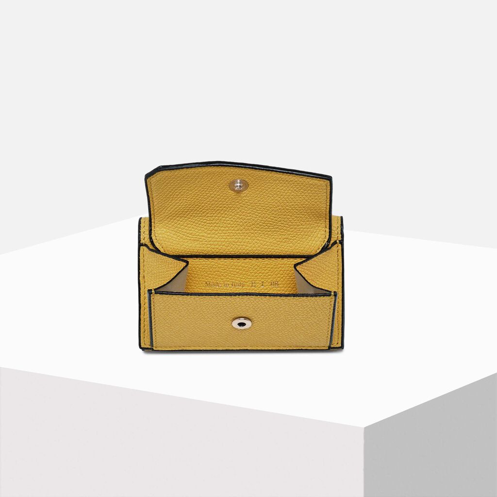 Valextra Portafoglio Con Portamonete In Pelle Gialla Ocra | Valextra
