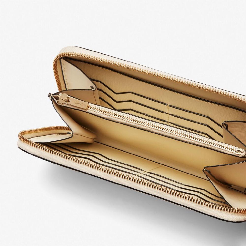 Valextra Portafoglio Con Zip E Portacarte In Pelle Bianca | Valextra Zip Around