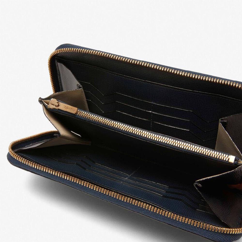Valextra Portafoglio Con Zip In Pelle Blu | Valextra Zip Around