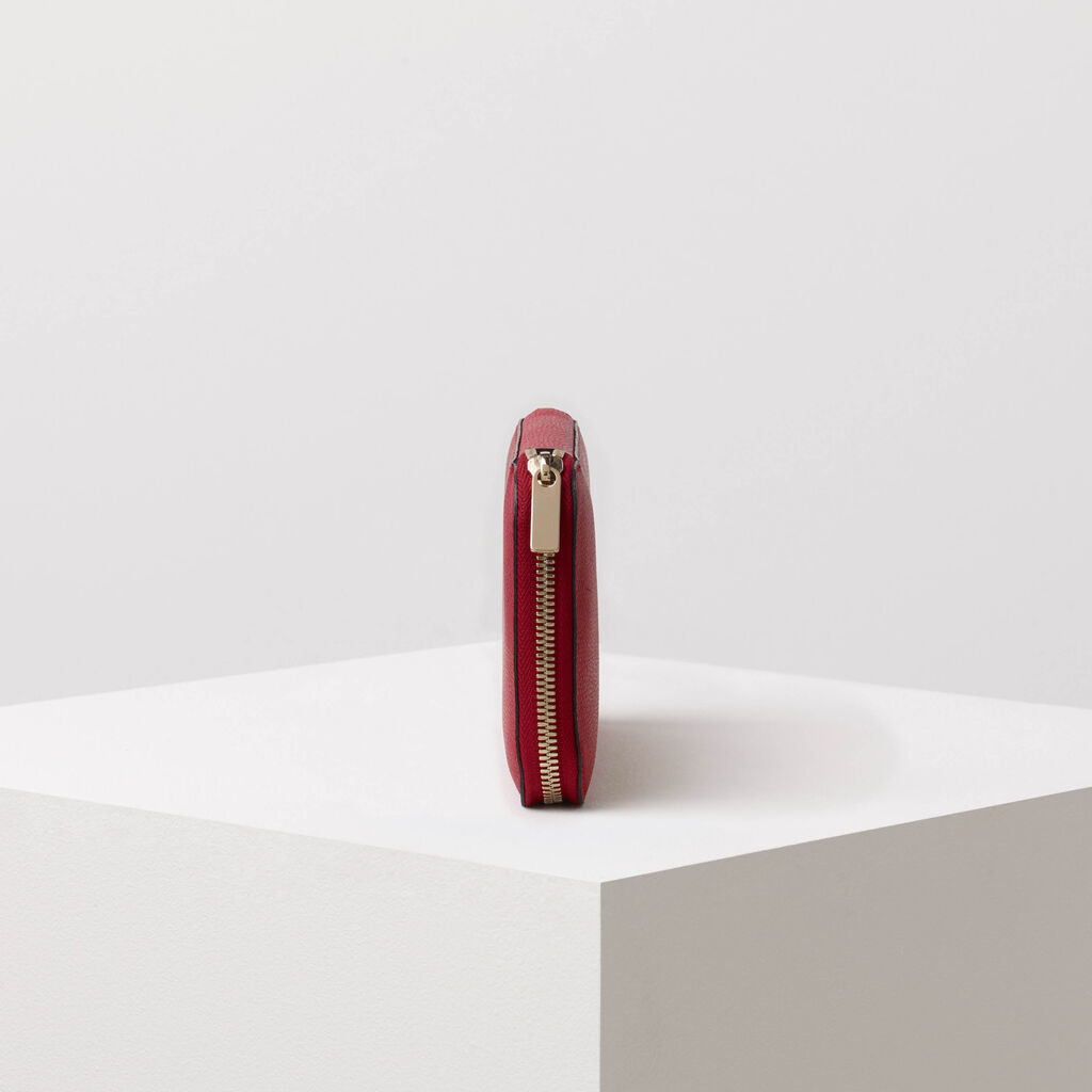 Valextra Portafoglio Con Zip In Pelle Rossa | Valextra Zip Around