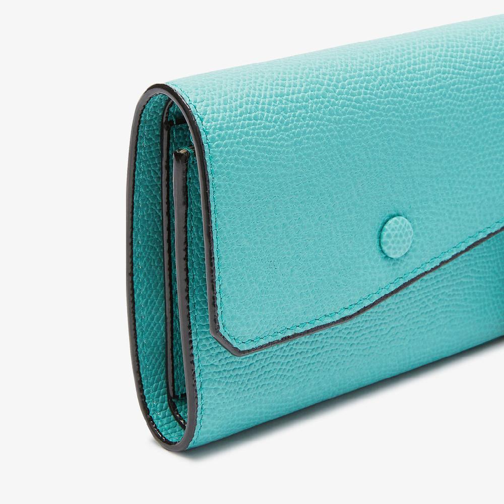 Valextra Portafoglio Da Donna Di Lusso In Pelle Azzurra | Valextra Pocket
