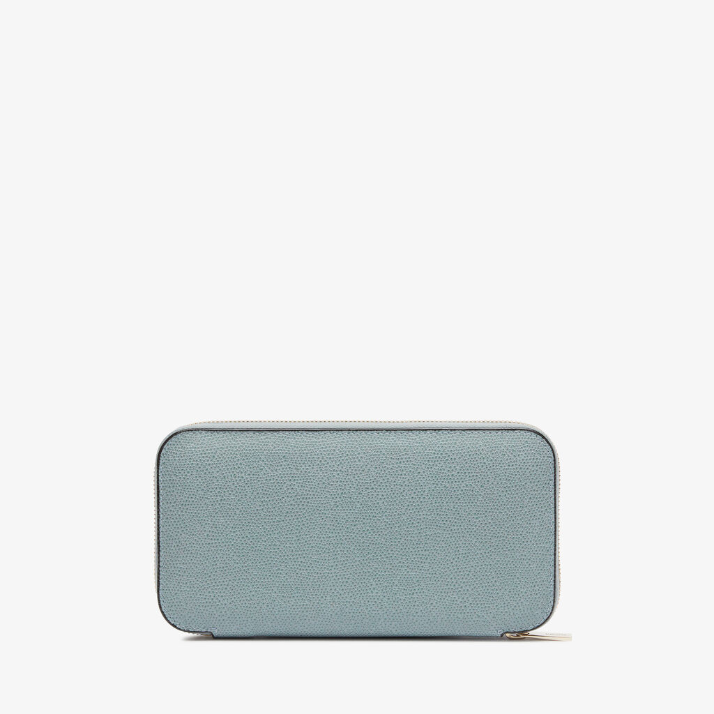 Valextra Portafoglio da Donna di Lusso in Pelle Azzurra | Valextra Zip Around