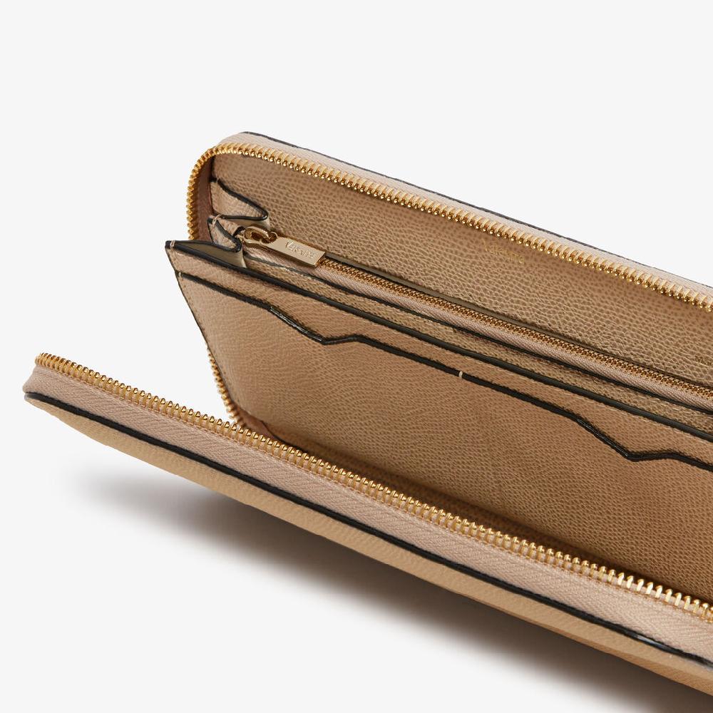 Valextra Portafoglio Da Donna Di Lusso In Pelle Beige | Valextra Zip Around