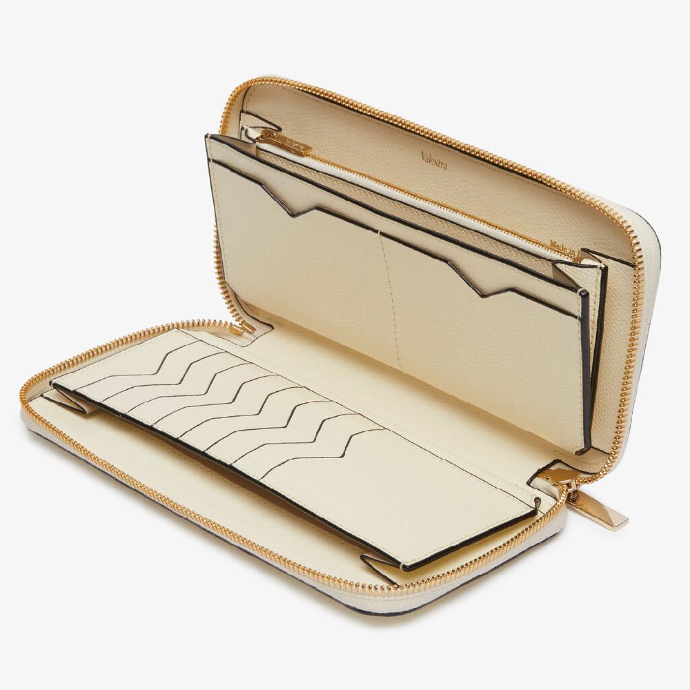 Valextra Portafoglio Da Donna Di Lusso In Pelle Bianca | Valextra Zip Around