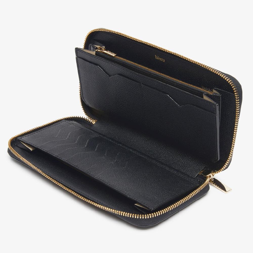 Valextra Portafoglio Da Donna Di Lusso In Pelle Nera | Valextra Zip Around