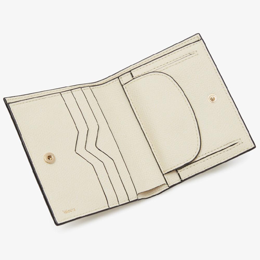 Valextra Portafoglio Da Donna In Pelle Bianca Con Ricamo Nero | Valextra