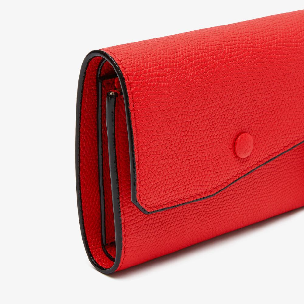 Valextra Portafoglio Da Donna In Pelle Rossa Cremisi | Valextra Pocket