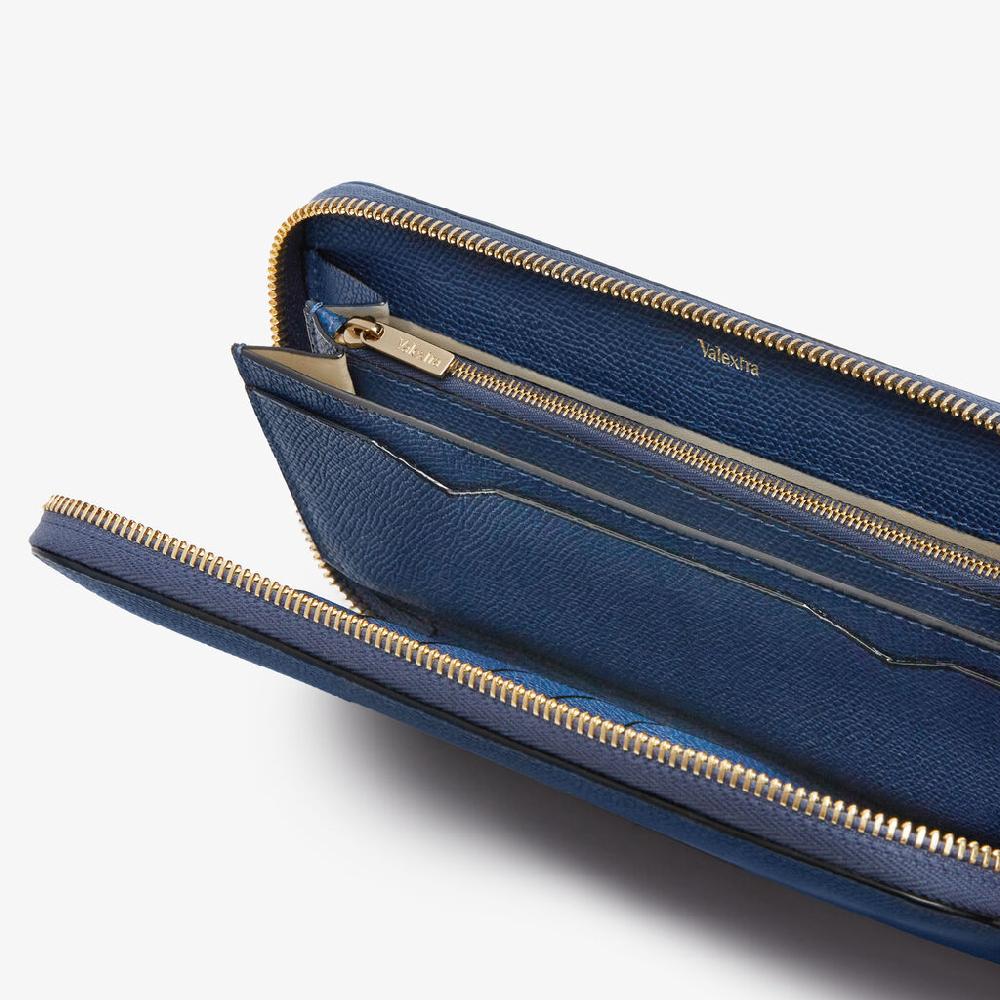 Valextra Portafoglio Da Uomo In Pelle Blu Zaffiro | Valextra Zip Around