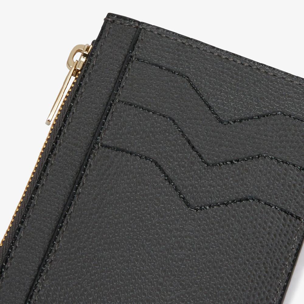 Valextra Portafoglio E Porta Carte Con Zip In Pelle Grigia | Valextra