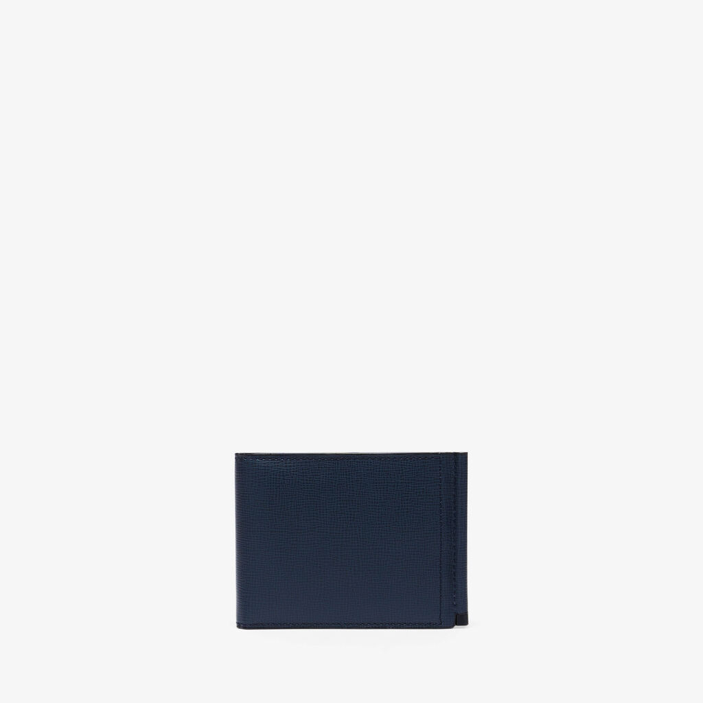 Valextra Portafoglio Elegante In Pelle Blu Con Ferma Soldi | Valextra