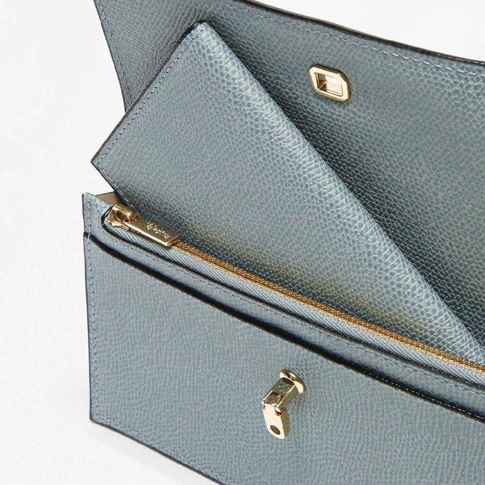 Valextra Portafoglio Grande In Pelle Azzurra Cerulea | Valextra Brera