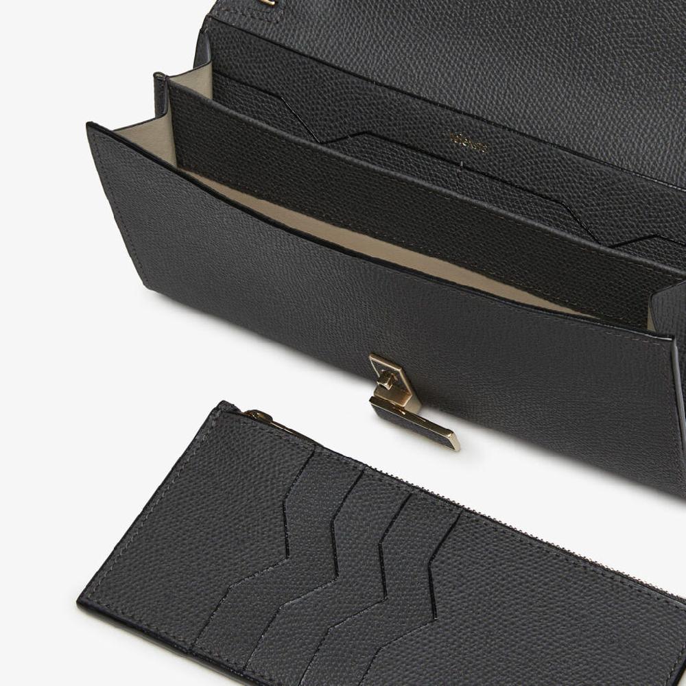 Valextra Portafoglio Grande In Pelle Grigia Con Zip | Valextra Iside