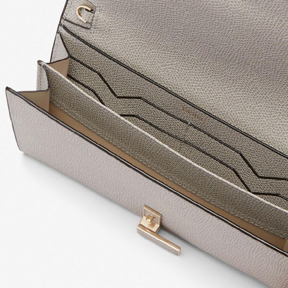 Valextra Portafoglio Grande In Pelle Grigio Chiaro | Valextra Iside