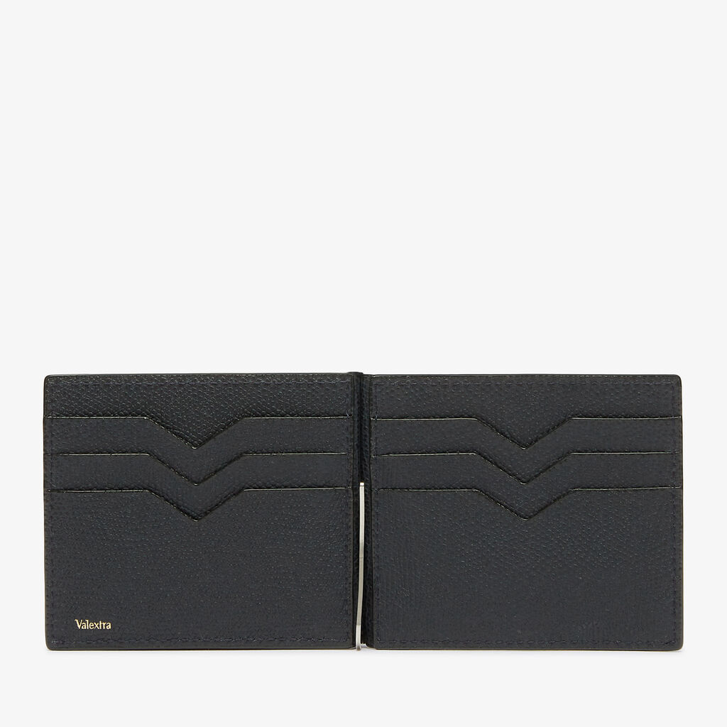 Valextra Portafoglio Grip Semplice | Pelle Di Vitello Millepunte | Blu Notte | Valextra