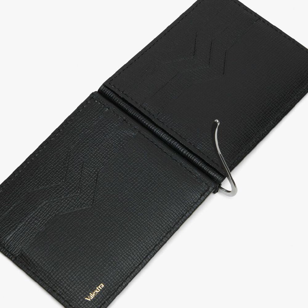 Valextra Portafoglio In Pelle Nera Con Ferma Soldi | Valextra Tric Trac