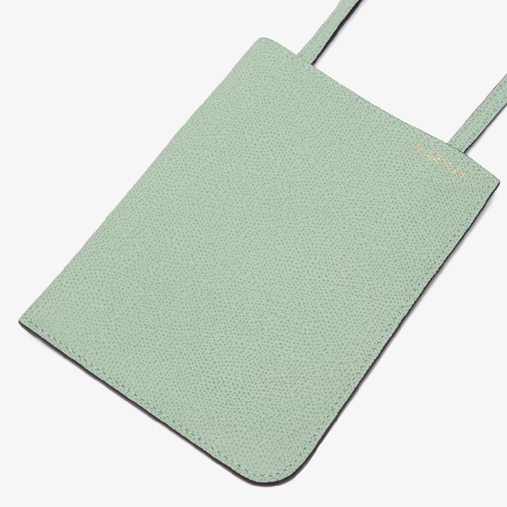 Valextra Portafoglio In Pelle Verde Acqua Con Tracolla | Valextra Soft