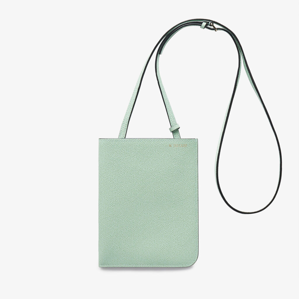 Valextra Portafoglio in Pelle Verde Acqua con tracolla | Valextra Soft