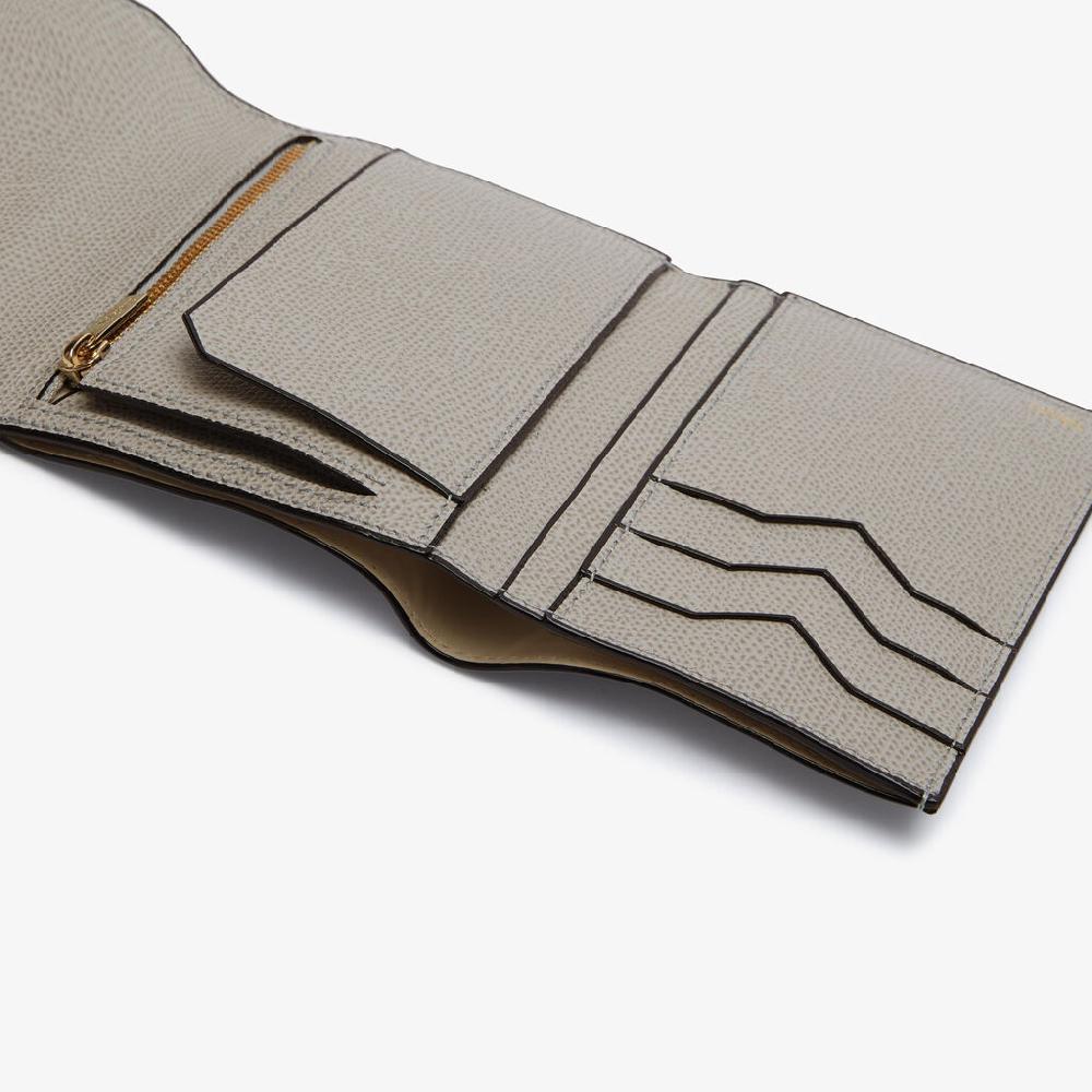 Valextra Portafoglio Iside Trifold | Pelle Di Vitello Millepunte | Grigio Cenere | Valextra