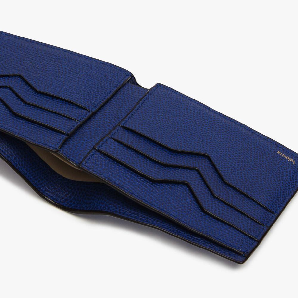 Valextra Portafoglio Piccolo Con Portacarte In Pelle Blu | Valextra